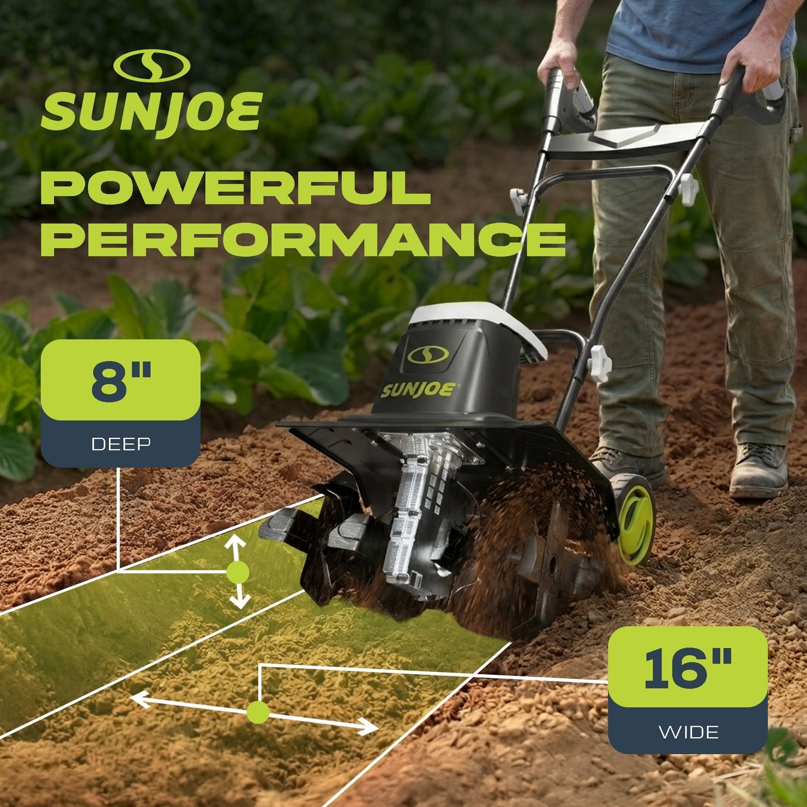 Electric Garden Tiller Cultivator, Steel Tines, 13.5 Amp, 16″, TJ604E - Image 4