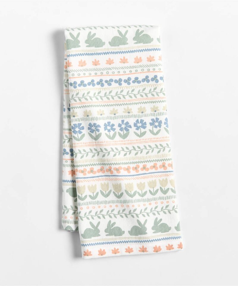 Easter Fair Isle Printed Organic Cotton Kitchen Dish Towel - Image 2
