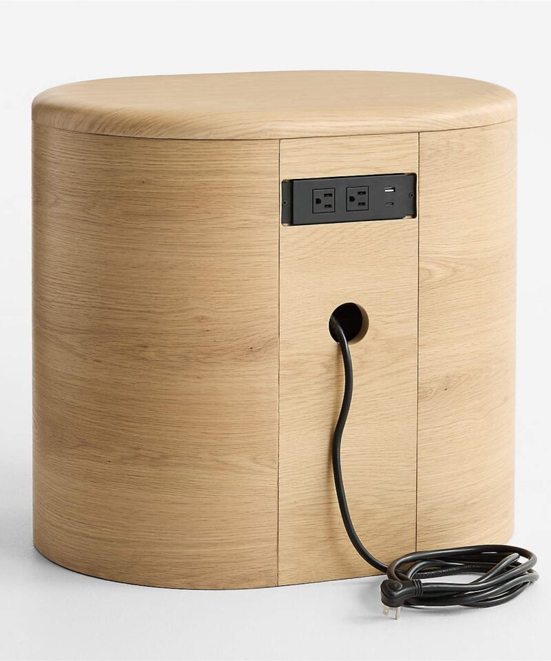 Anneli 24″ Natural Oak Wood Charging Nightstand - Image 4