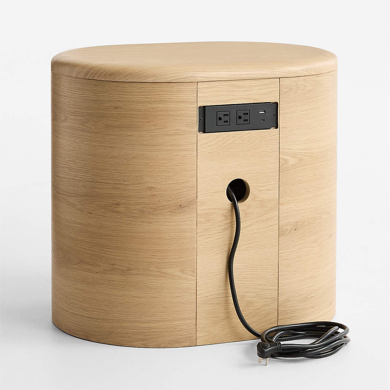 Anneli 24″ Natural Oak Wood Charging Nightstand - Image 4