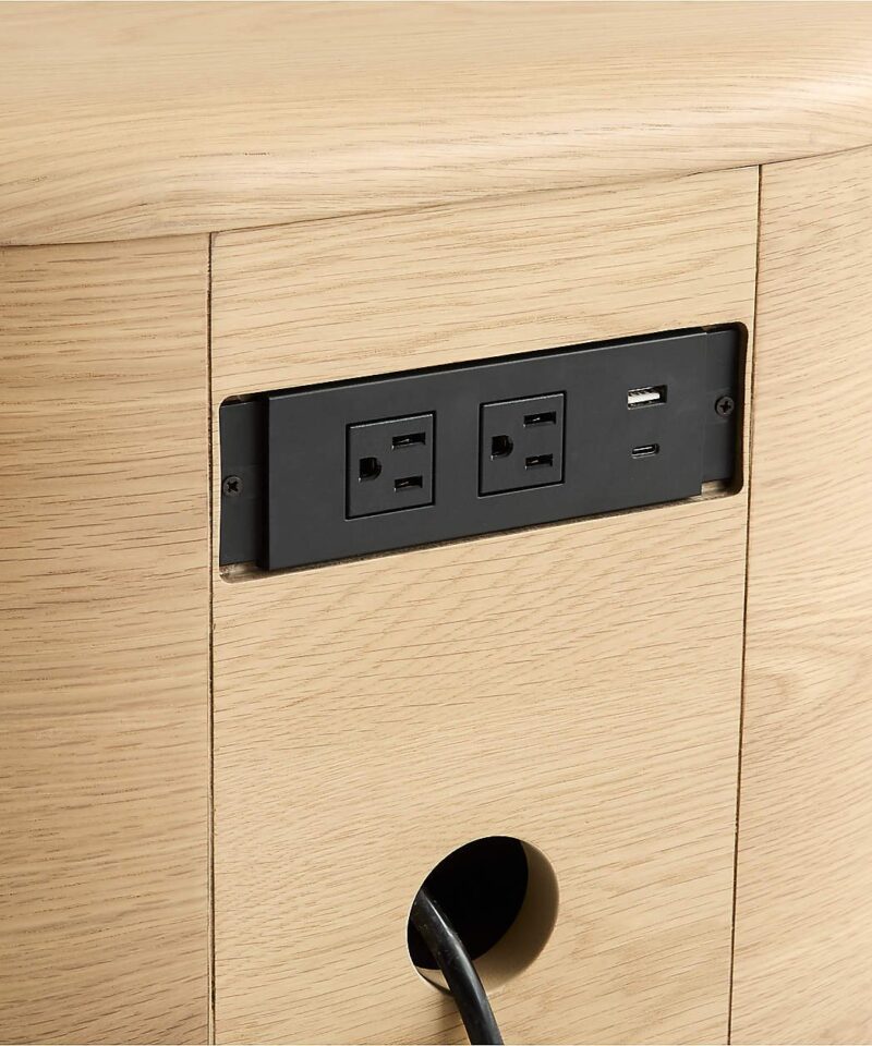 Anneli 24″ Natural Oak Wood Charging Nightstand - Image 2