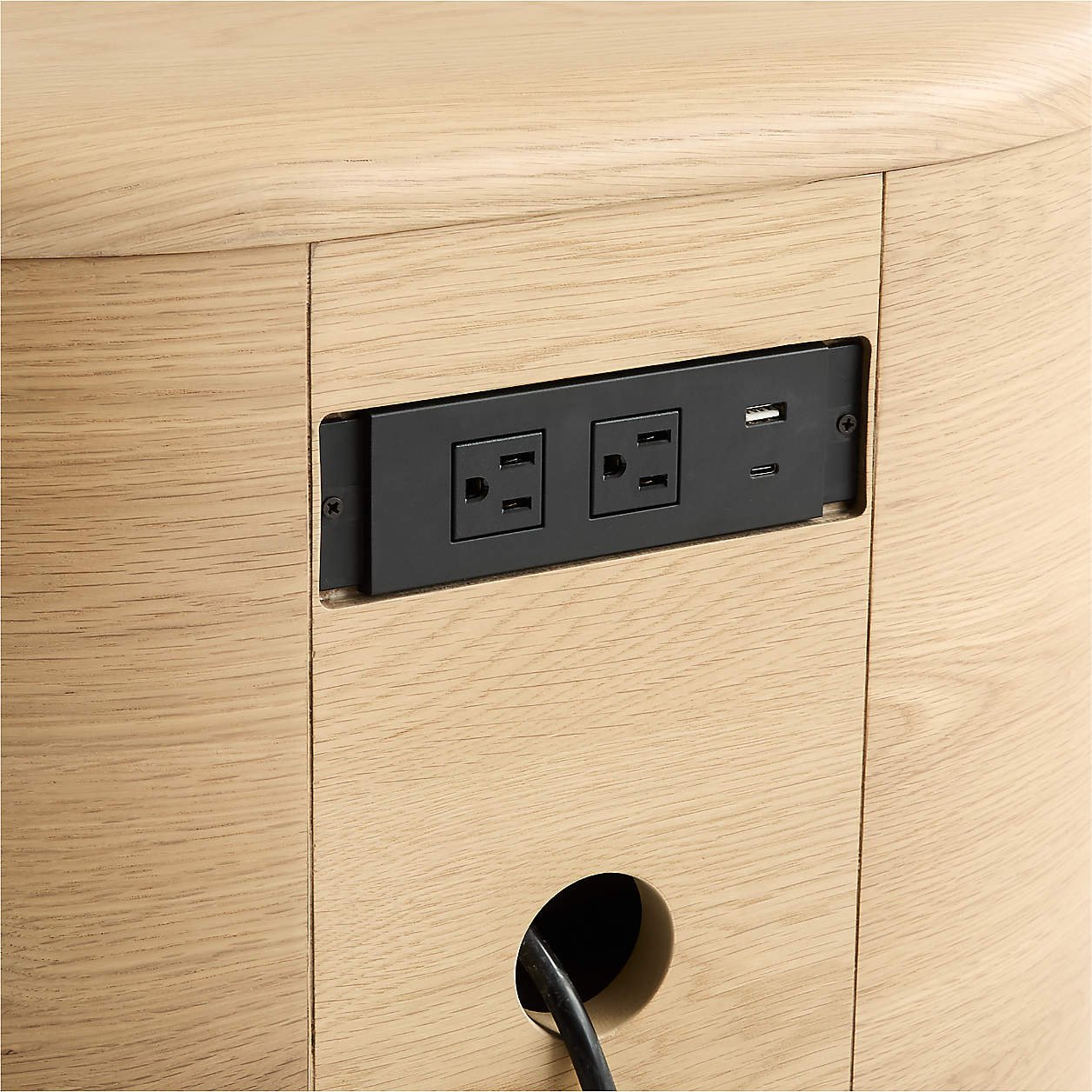 Anneli 24″ Natural Oak Wood Charging Nightstand - Image 2