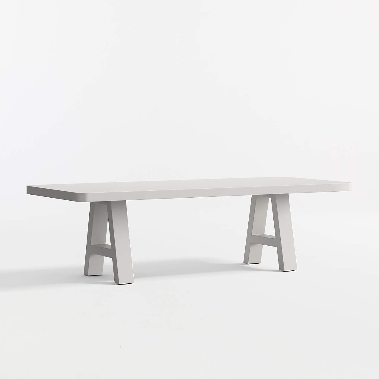 Asher 102″ White Concrete and Resin Outdoor Dining Table - Image 5