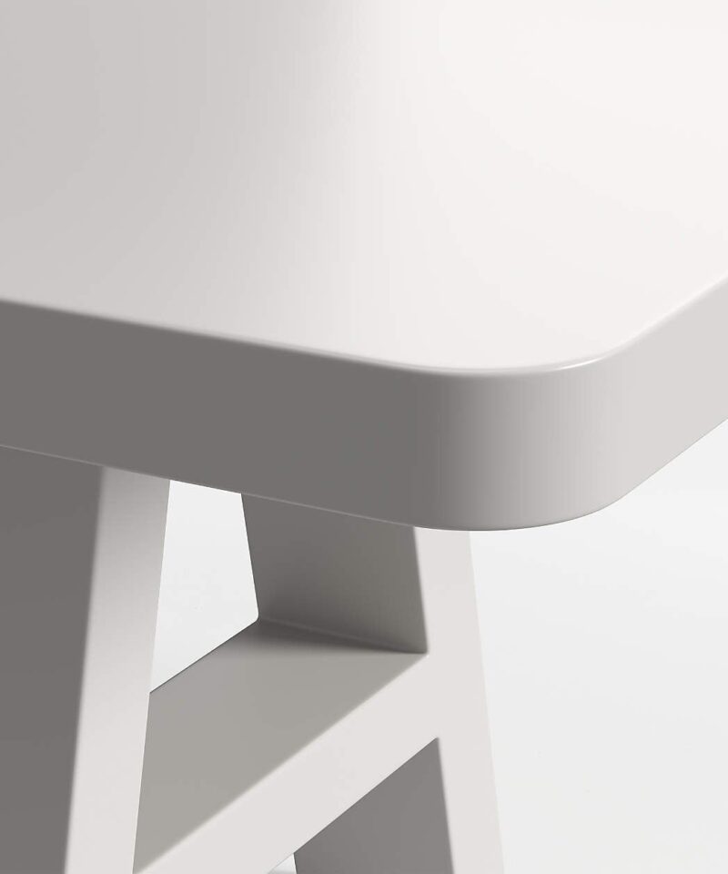 Asher 102″ White Concrete and Resin Outdoor Dining Table - Image 2
