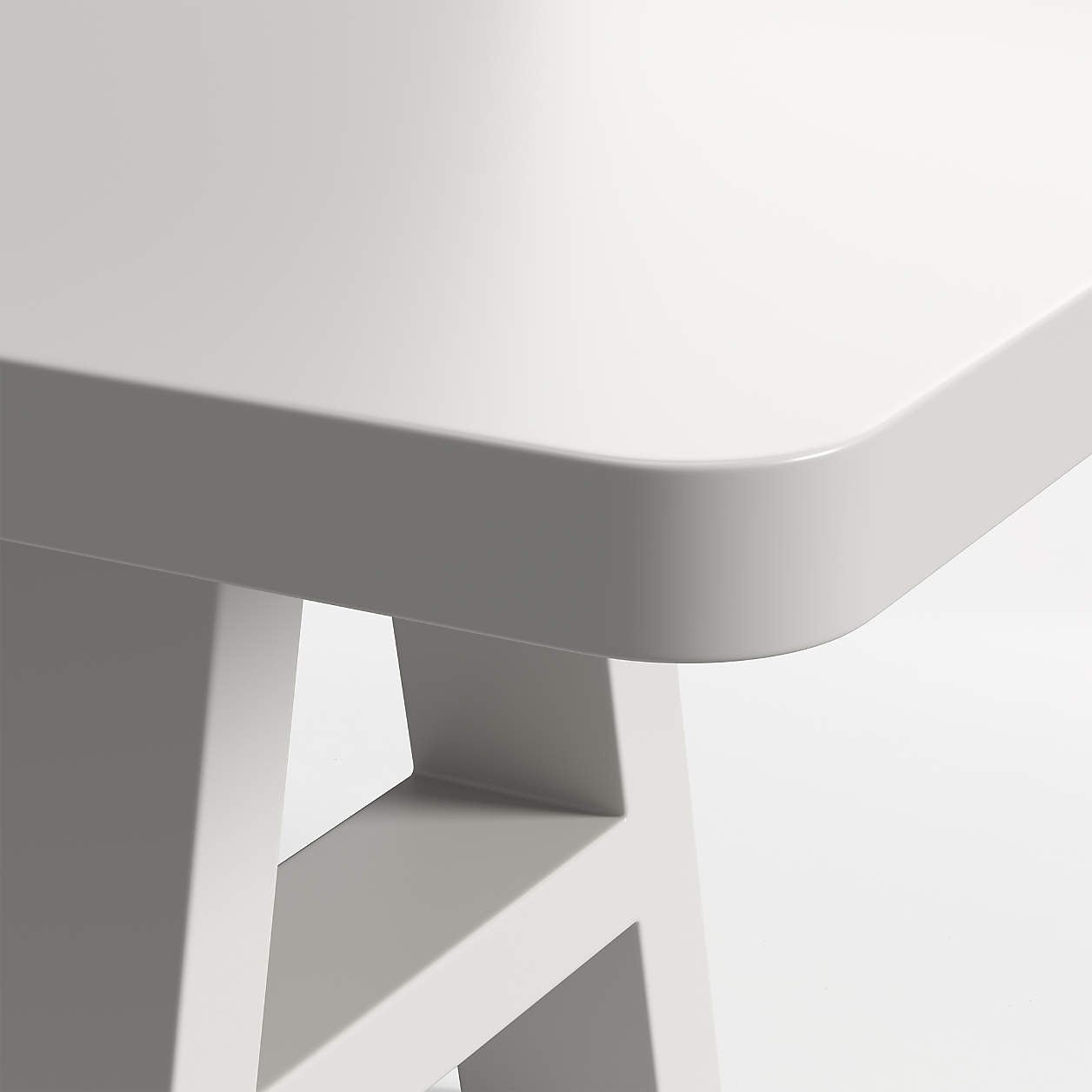 Asher 102″ White Concrete and Resin Outdoor Dining Table - Image 2