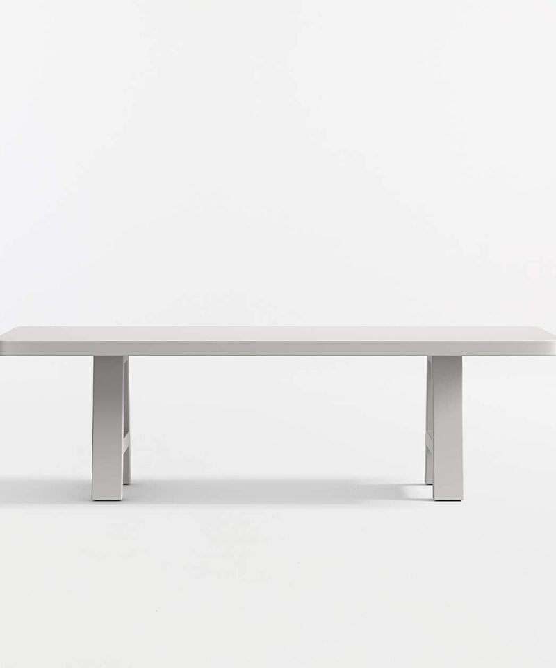 Asher 102″ White Concrete and Resin Outdoor Dining Table - Image 4