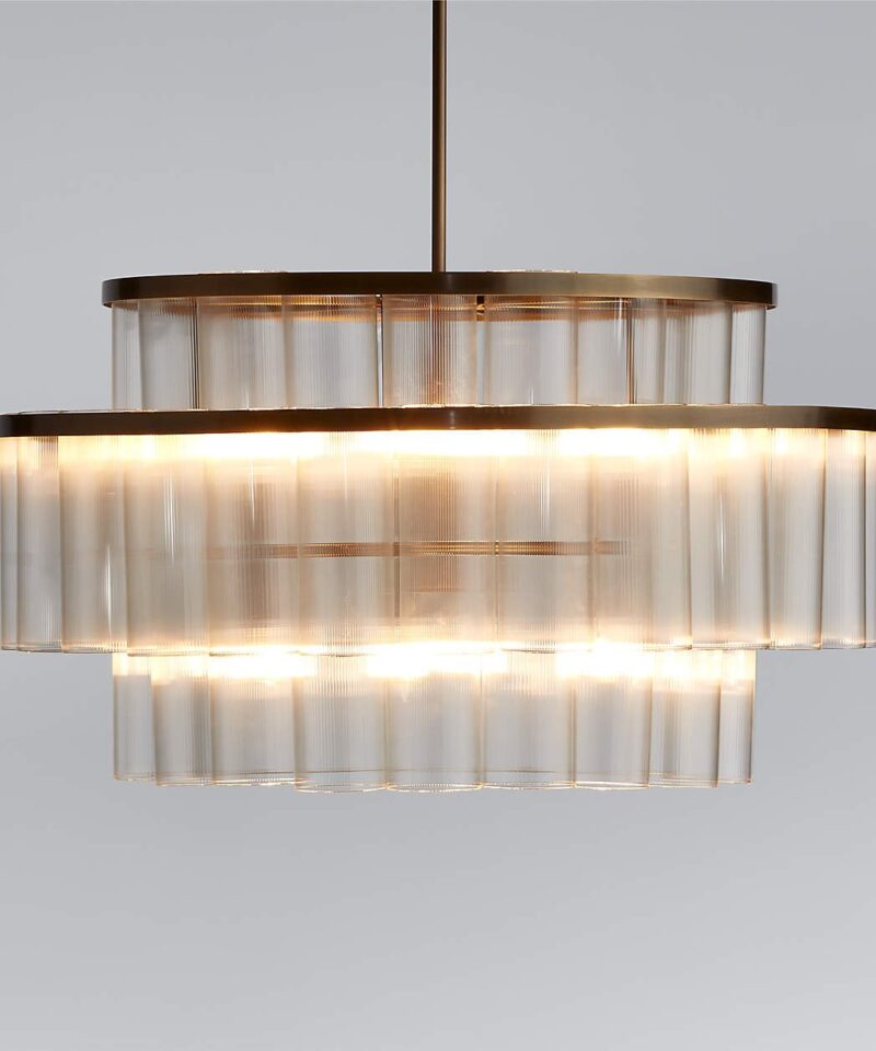 Aurora Brass & Glass Chandelier Light 31.5″
