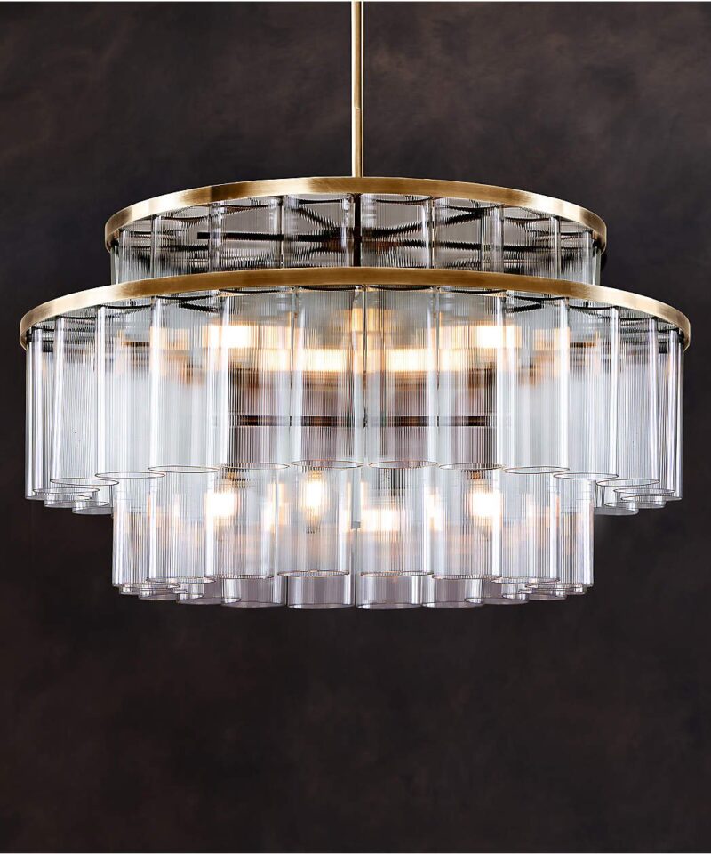 Aurora Brass & Glass Chandelier Light 31.5″ - Image 8