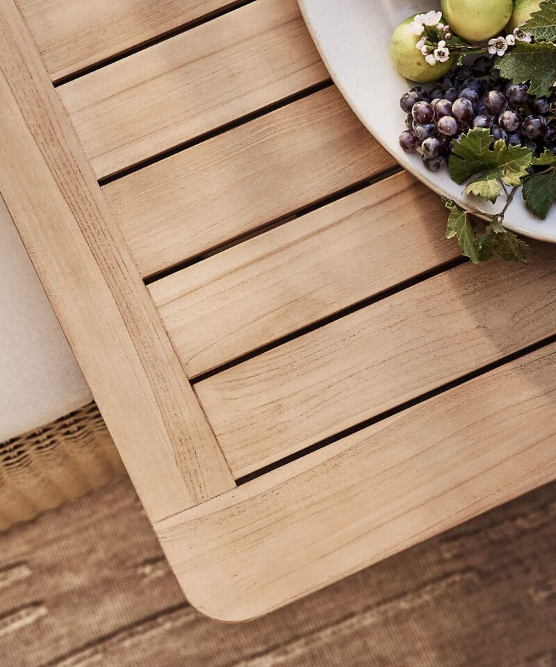 Ipanema 86″ Teak Wood and Resin Outdoor Dining Table - Image 5