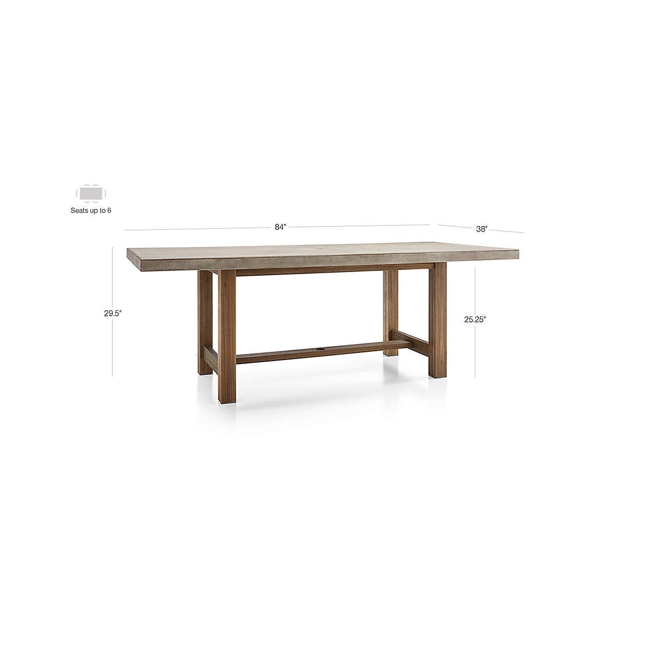 Abaco 84″ Grey Concrete Outdoor Dining Table - Image 13