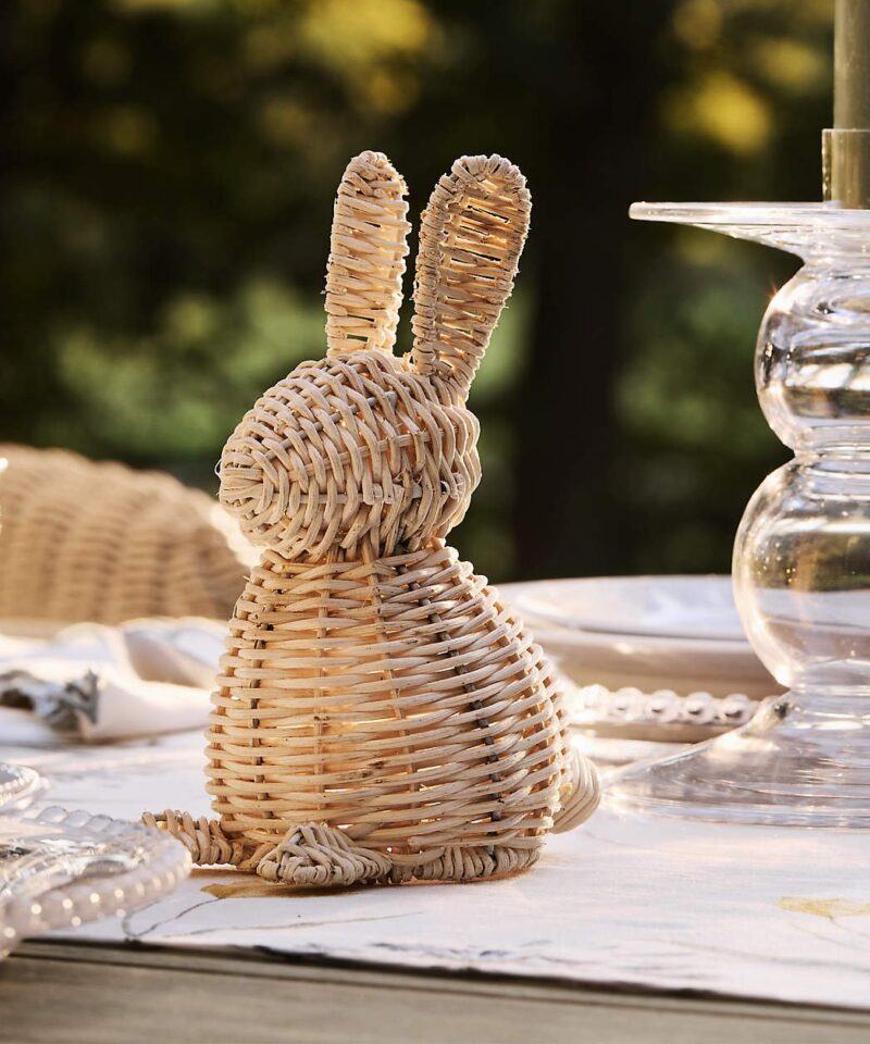 Small Rattan Bunny Decorative Sculpture - Image 2