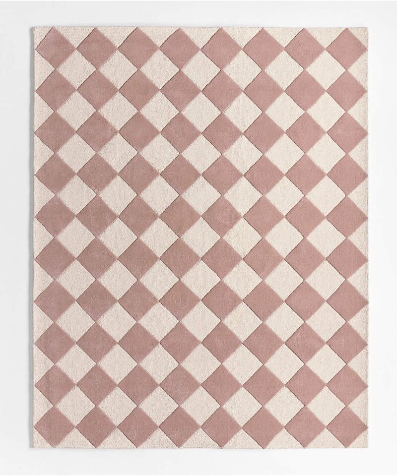 Checkerboard Purple Wool Kids Area 12″x18″ Rug Swatch