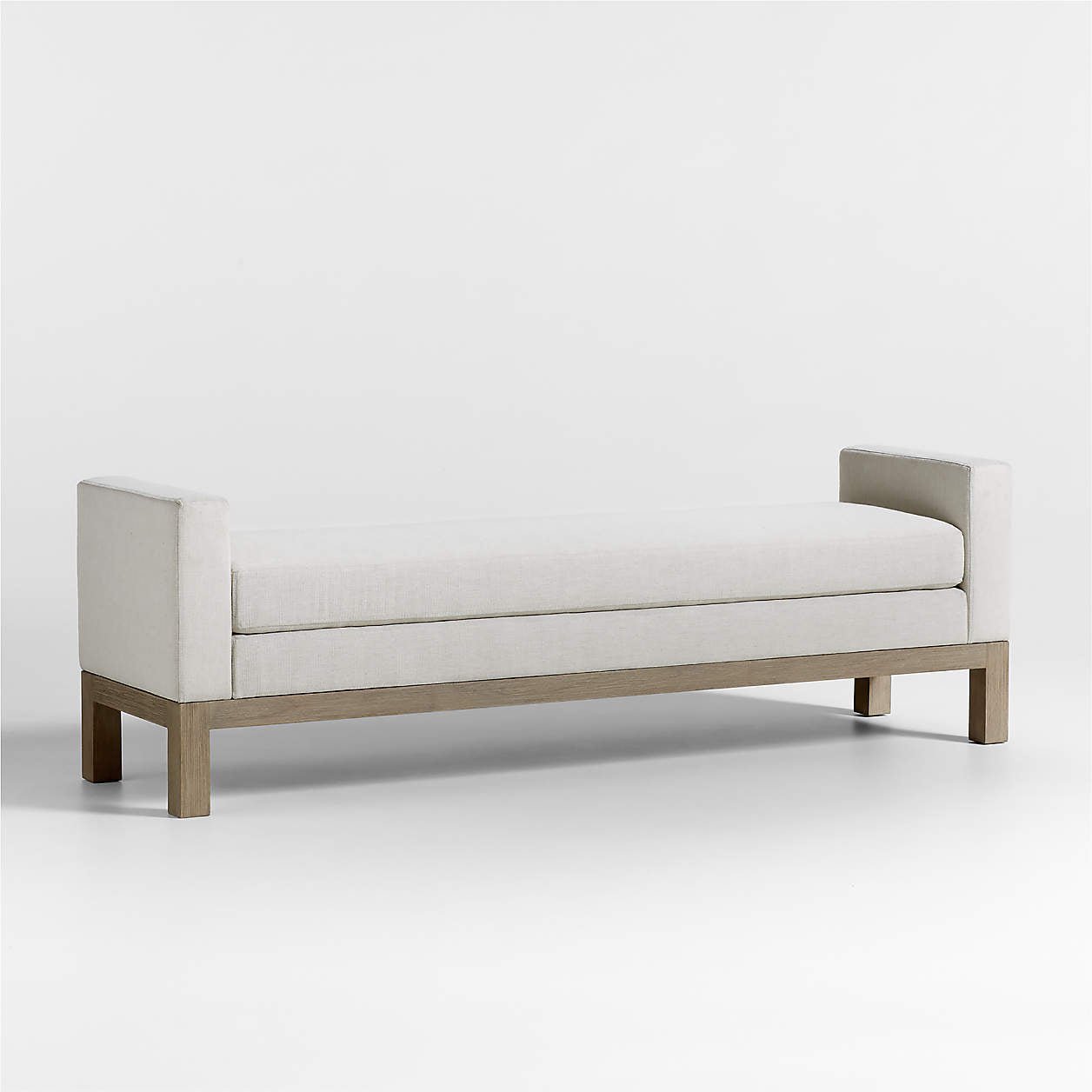 Keane 70″ Weathered Natural Wood Upholstered Bench - Image 4