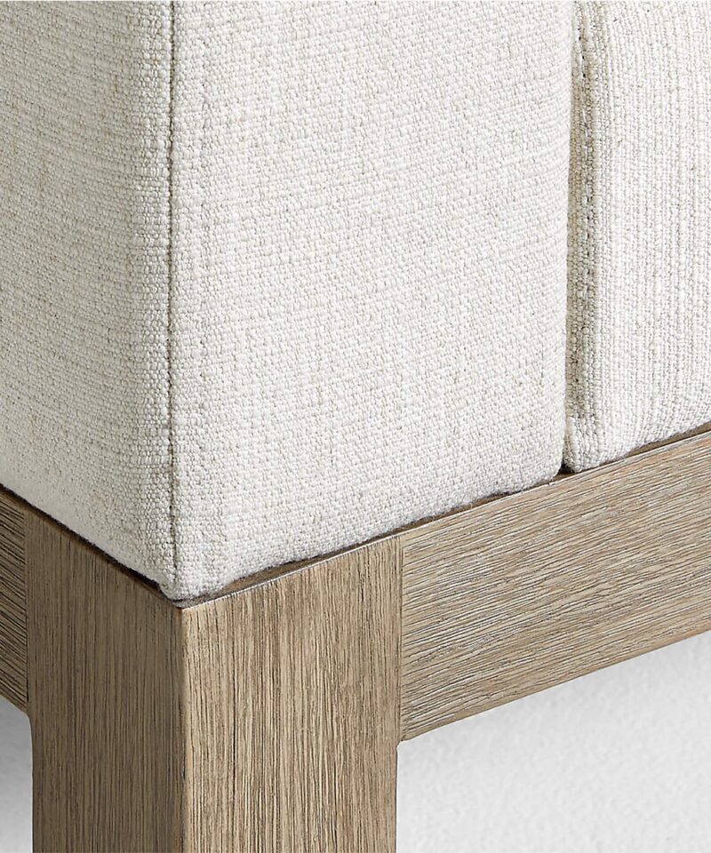 Keane 70″ Weathered Natural Wood Upholstered Bench - Image 2