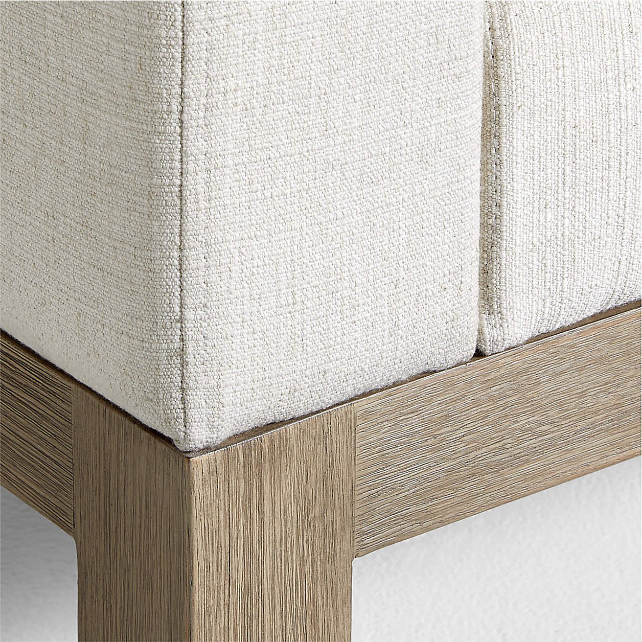 Keane 70″ Weathered Natural Wood Upholstered Bench - Image 2