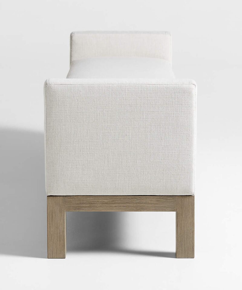 Keane 70″ Weathered Natural Wood Upholstered Bench - Image 3