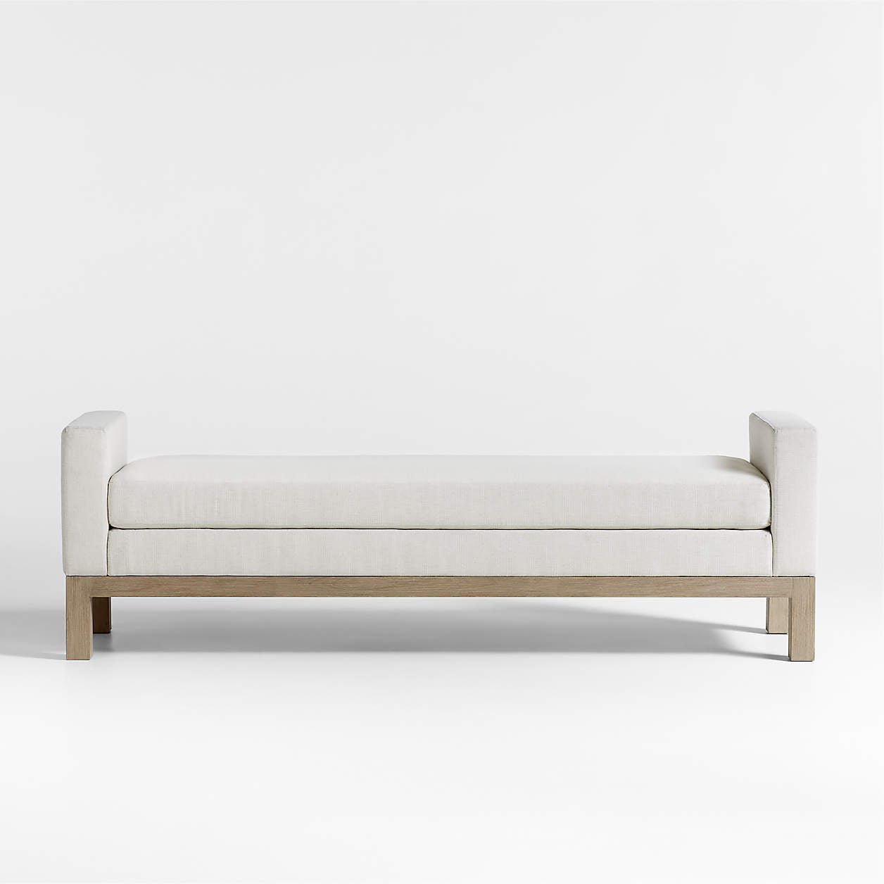 Keane 70″ Weathered Natural Wood Upholstered Bench - Image 8