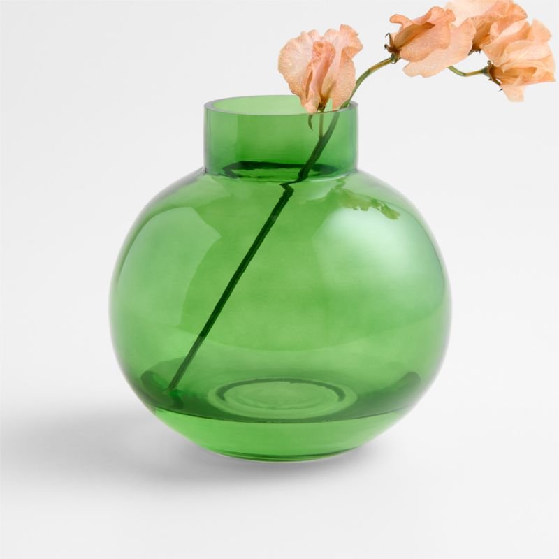 Leone Small Green Glass Vase 7″