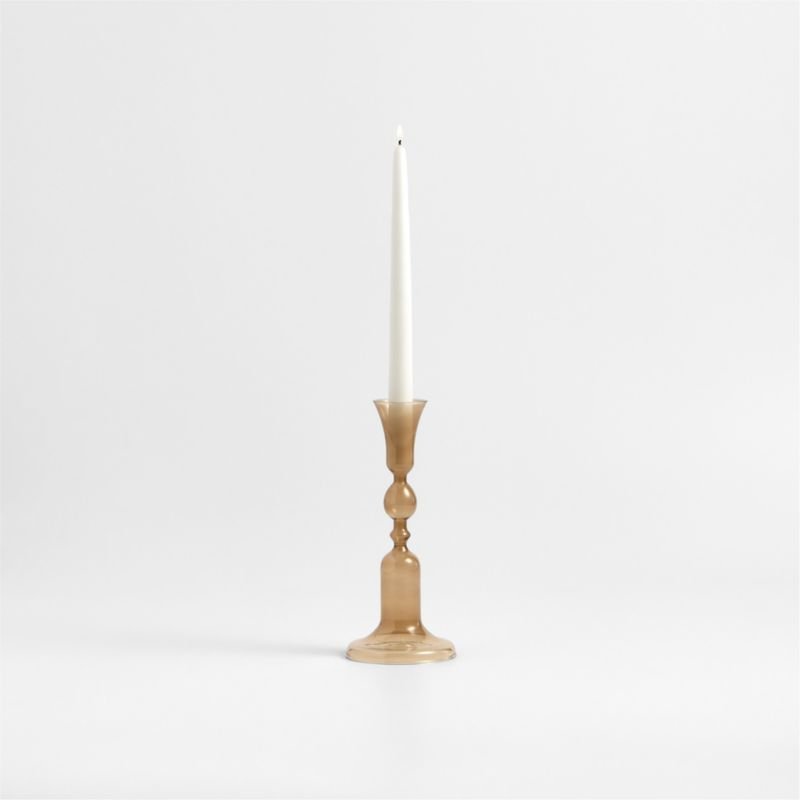 Milano Medium Amber Glass Taper Candle Holder 9.3″