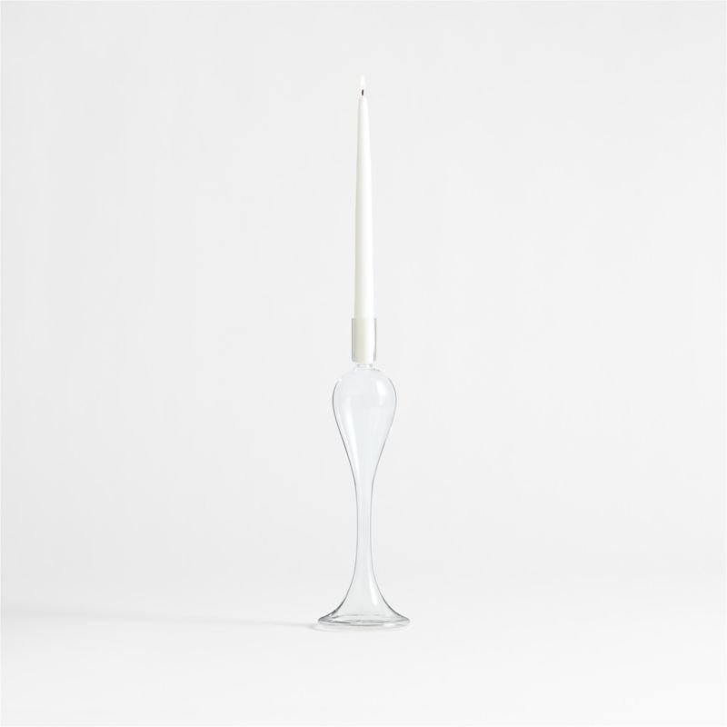 Milano Small Clear Glass Taper Candle Holder 14″