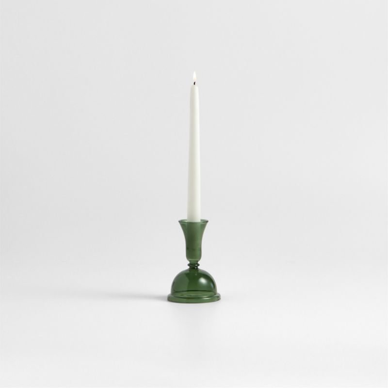 Milano Small Green Glass Taper Candle Holder 5.2″