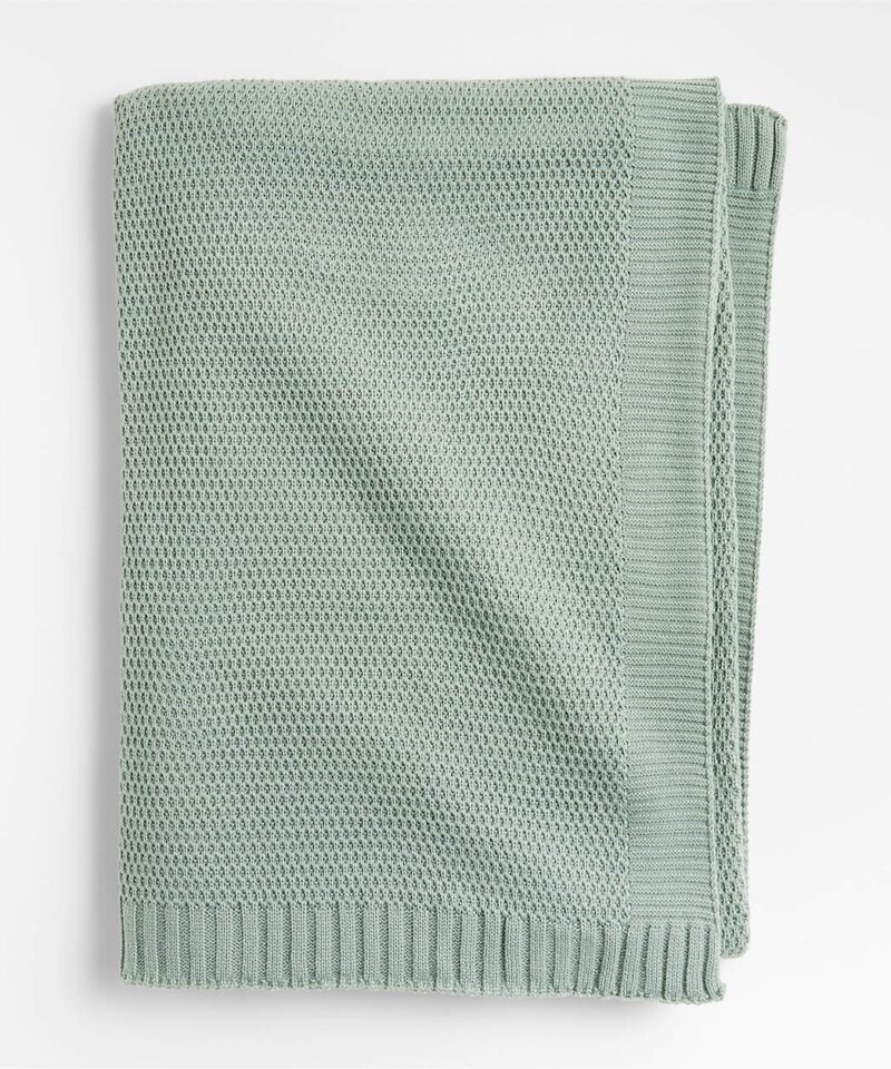 Bubble Knit Verte Green Organic Cotton Kids Bed Blanket - Image 8