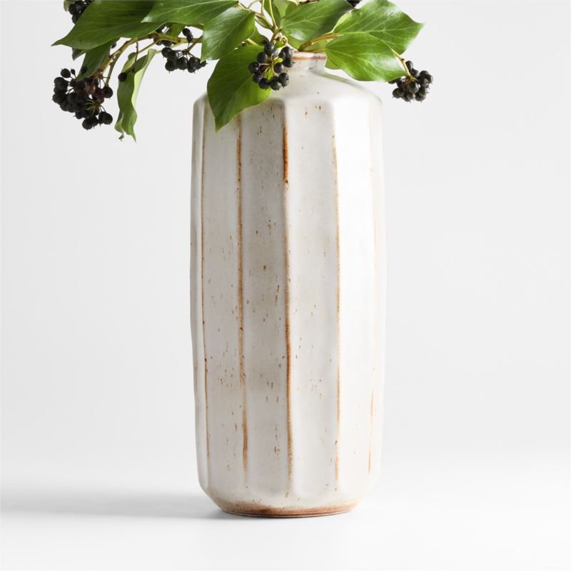 Nikko Medium Bottle Off White Ceramic Vase 17″