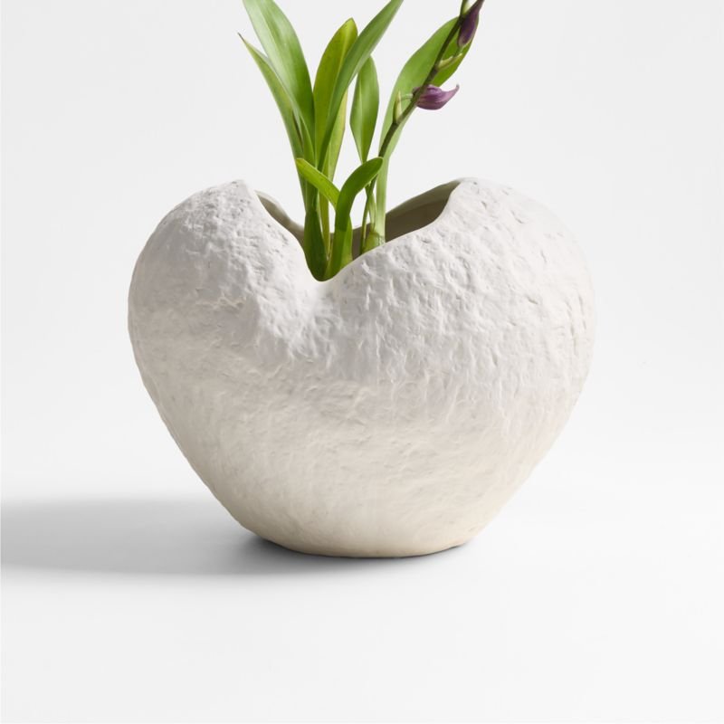 Scraffito 10″ White Ceramic Vase