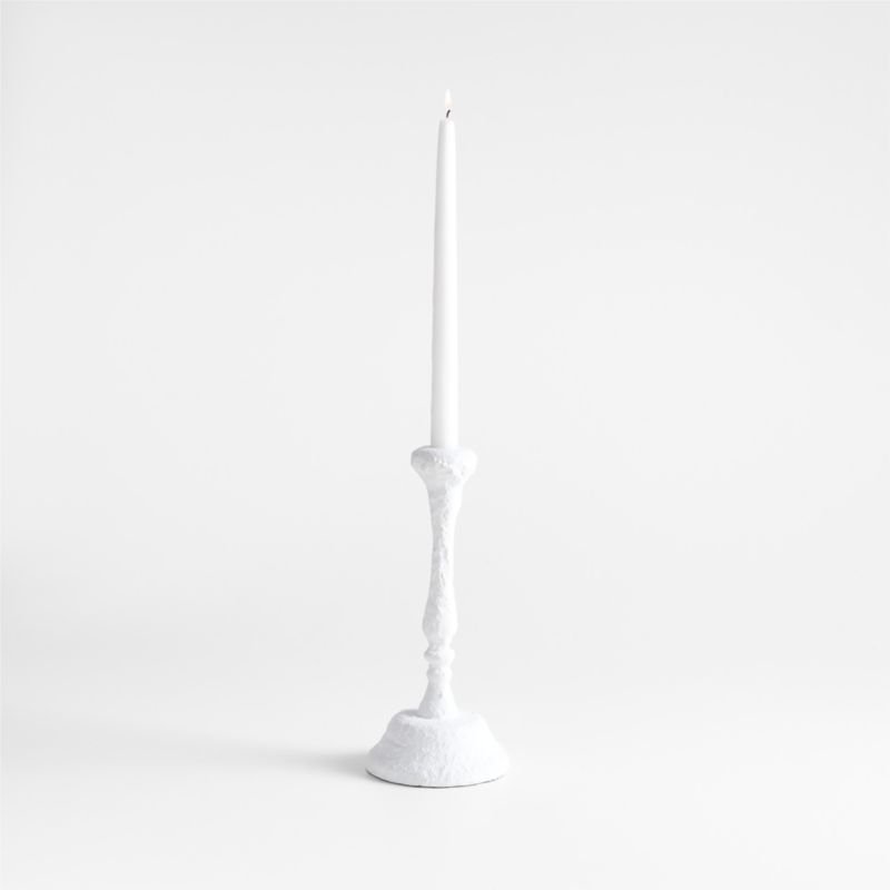 Sonara White Metal Taper Candle Holder 11″