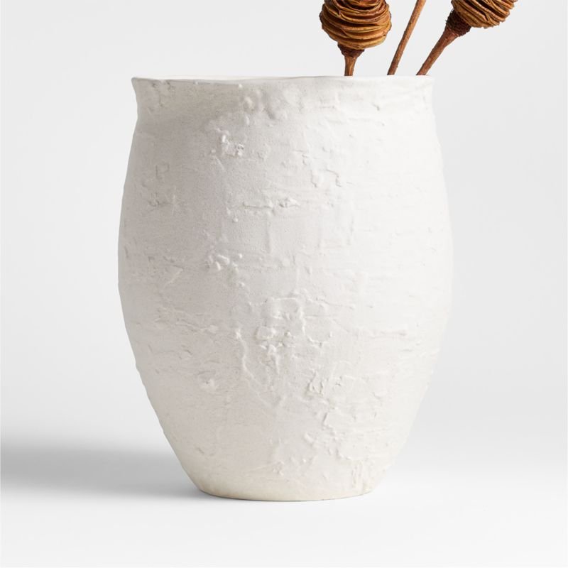 White Textured Ceramic Vase 11″