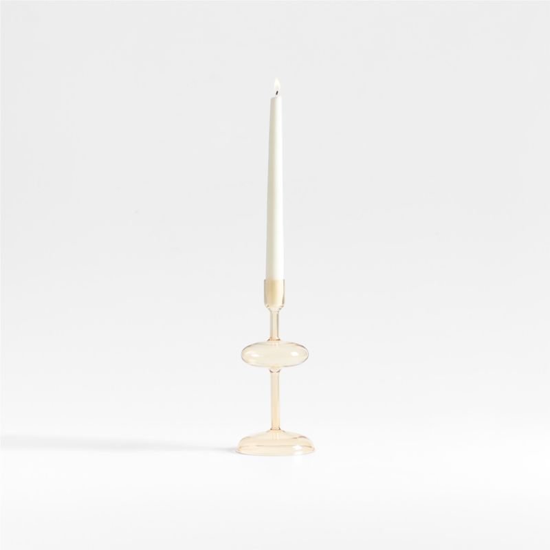 Venezia Small Champagne Yellow Glass Taper Candle Holder