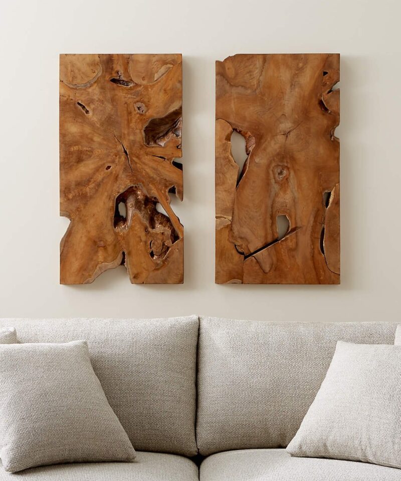 “Slice” Teak Wall Art, Set of 2 - Image 4