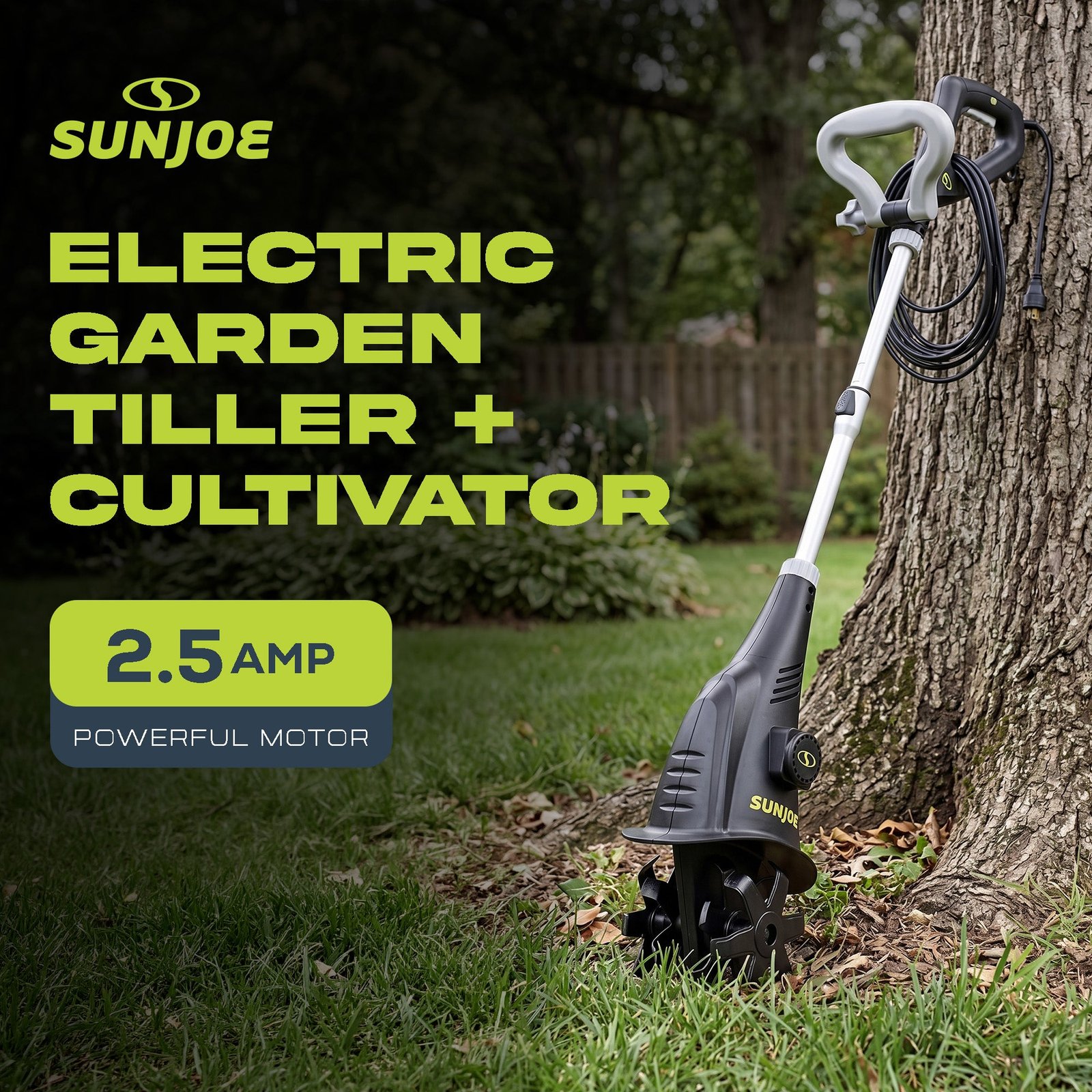 Electric Corded Garden Cultivator, 2.5 Amp Motor & Steel Blades, TJ599E - Image 2