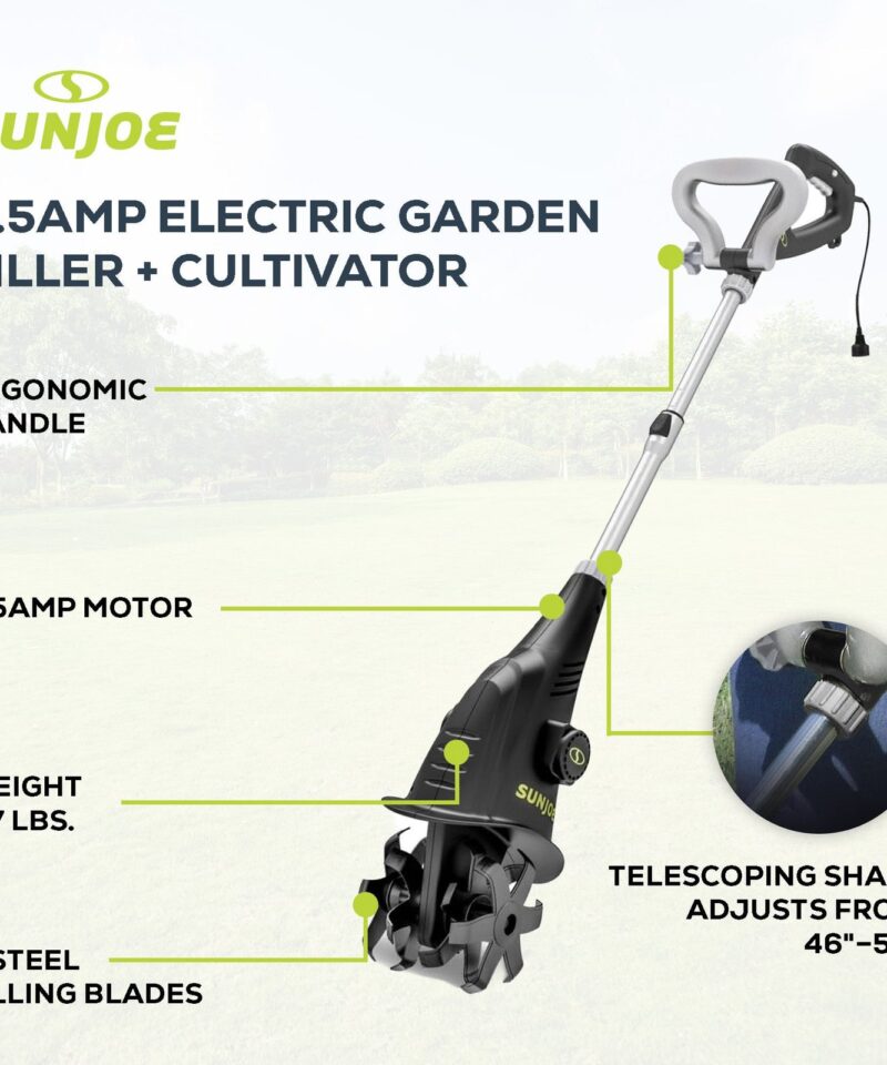 Electric Corded Garden Cultivator, 2.5 Amp Motor & Steel Blades, TJ599E - Image 3