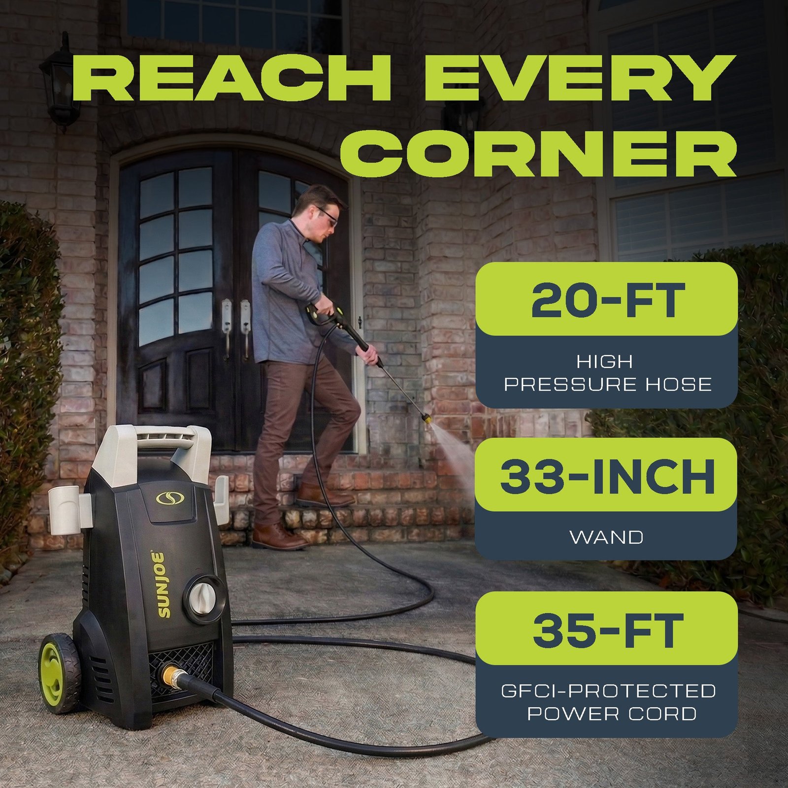 Electric Pressure Washer with 11-Amp Motor and 1.1 GPM, SPX1000 – Portable Water Cleaner with Adjustable Spray Wand for Car, Garden, and Patio Washing and Cleaning - Image 2