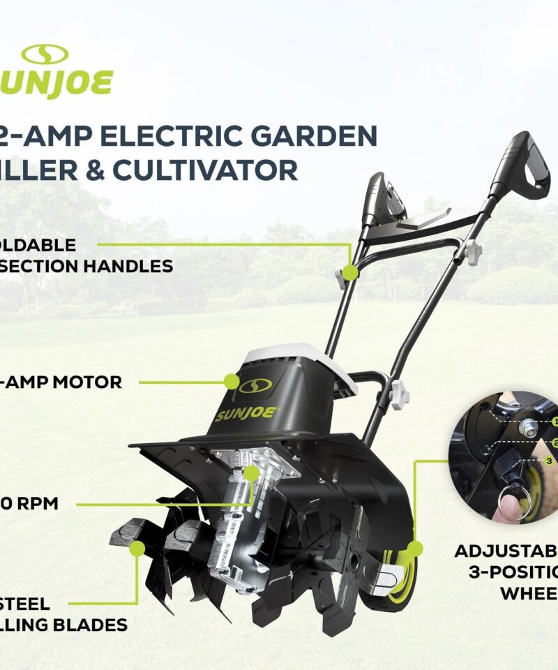 Electric Garden Tiller Cultivator, Steel Tines, 12 Amp, 16″, TJ603E - Image 3