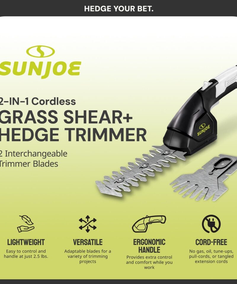 2 in 1 Cordless Handheld Grass Shear and Hedge Trimmer, 7.2-Volt, Black - Image 2