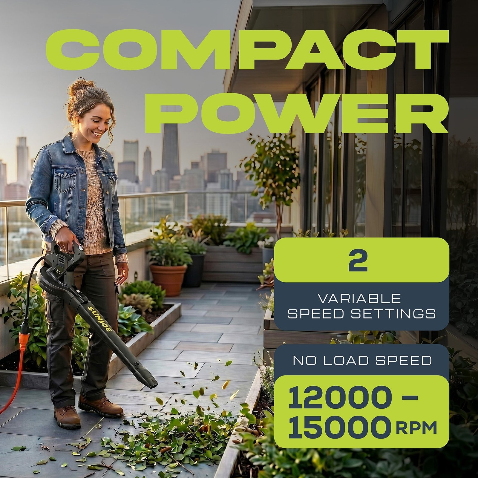 SBJ601E 120V 2-Speed Electric All-Purpose Blower with 100A Motor, 215 MPH Air Speed, and 240 CFM Airflow, Includes Concentrator Nozzle - Image 4