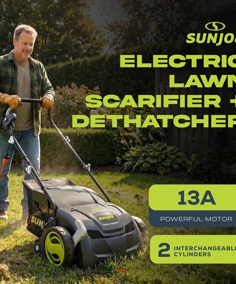 12 Amp Electric Dethatcher/Scarifier, Lawn Equipment, 8 Gal Bag, AJ801E - Image 4