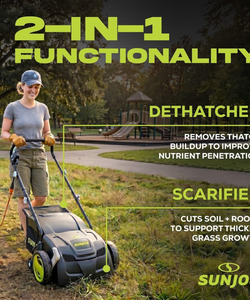 Alternative view of 12 Amp Electric Dethatcher/Scarifier, Lawn Equipment, 8 Gal Bag, AJ801E