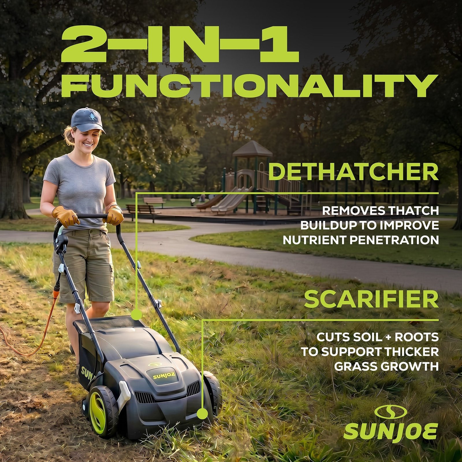 12 Amp Electric Dethatcher/Scarifier, Lawn Equipment, 8 Gal Bag, AJ801E - Image 2