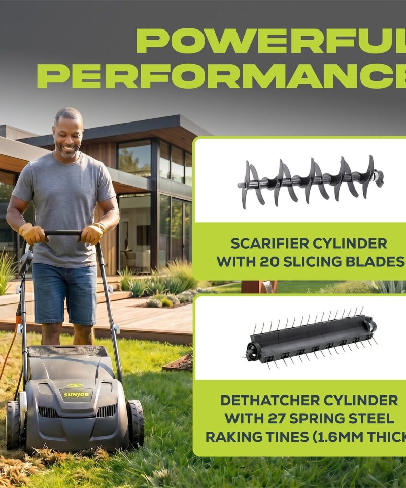 12 Amp Electric Dethatcher/Scarifier, Lawn Equipment, 8 Gal Bag, AJ801E - Image 5
