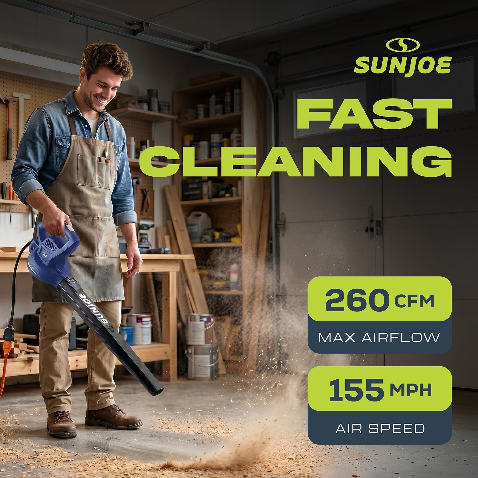 Electric All Purpose Leaf Blower, 6 Amp Motor, 155MPH Speed, SBJ597E-SJB - Image 3