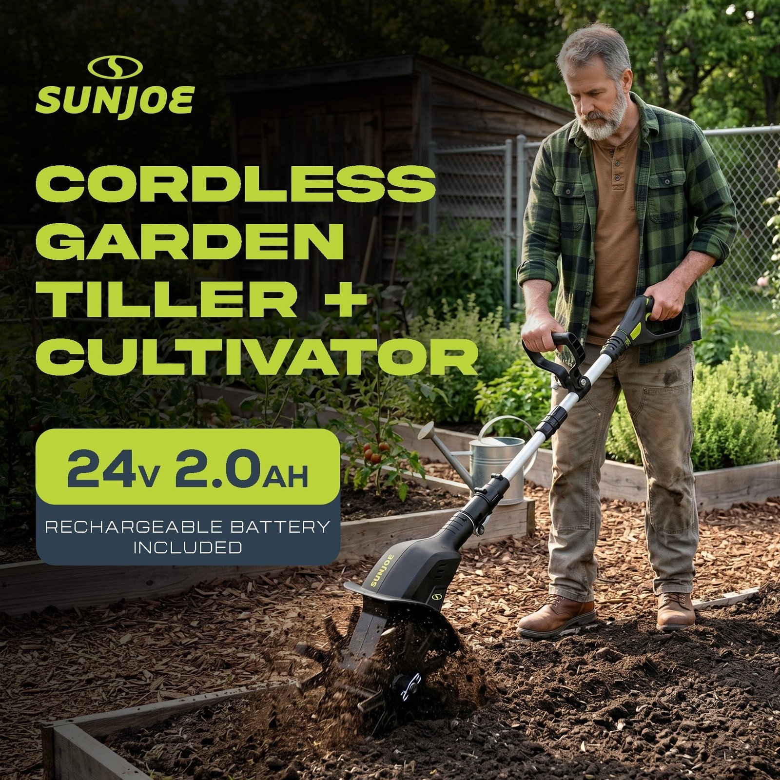 24V Cordless Garden Tiller Cultivator Accessory Kit, Black, 24V-TLR-LTE - Image 2