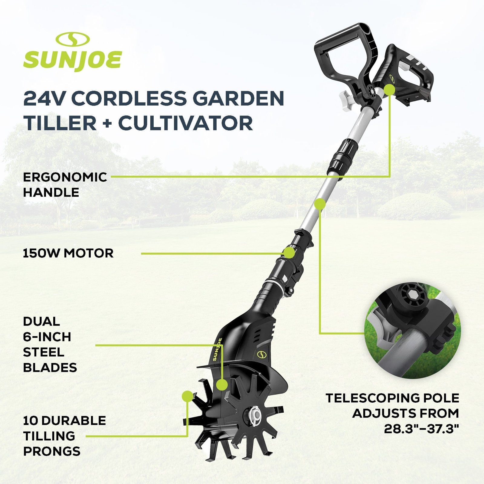 24V IONMAX Cordless Garden Tiller + Cultivator (Tool Only), 24V-TLR-CT - Image 3