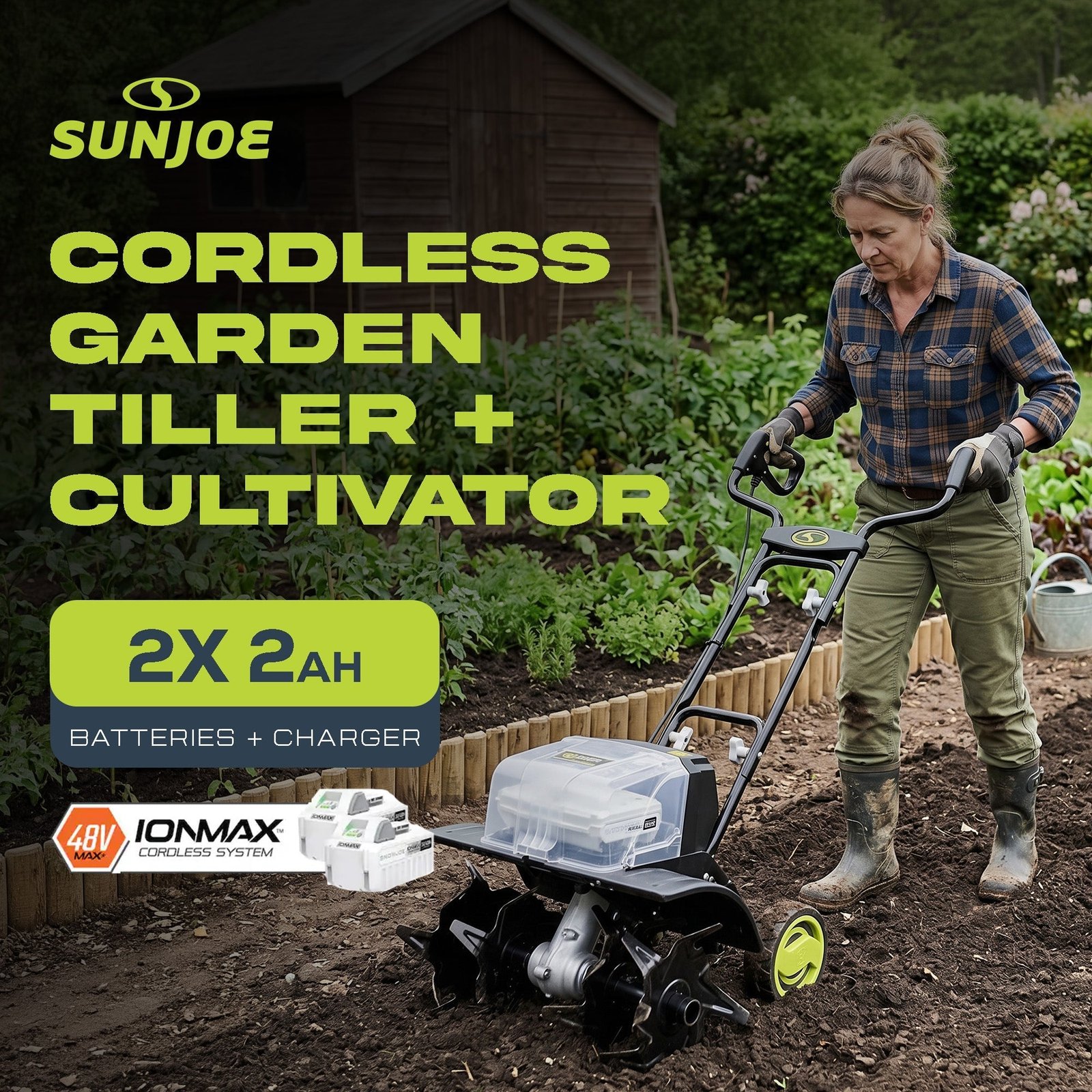 24V Cordless Garden Tiller Cultivator Accessory Kit, Black, 24V-X2-TLR14 - Image 2