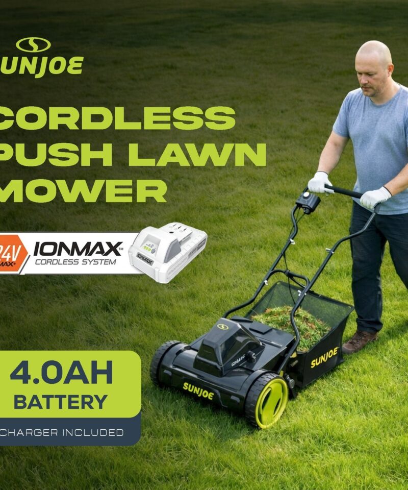 Cordless Push Reel Mower, 15” Yard Trimmer w/ Collection Bag, 24V-CRLM15 - Image 5