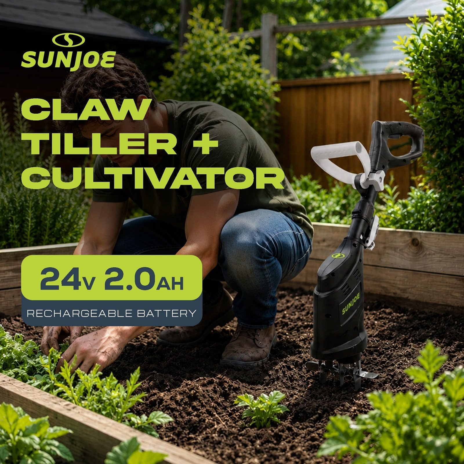 24V Claw Tiller and Cultivator for Small Scale Gardening, 24V-CTLR-LTE - Image 2