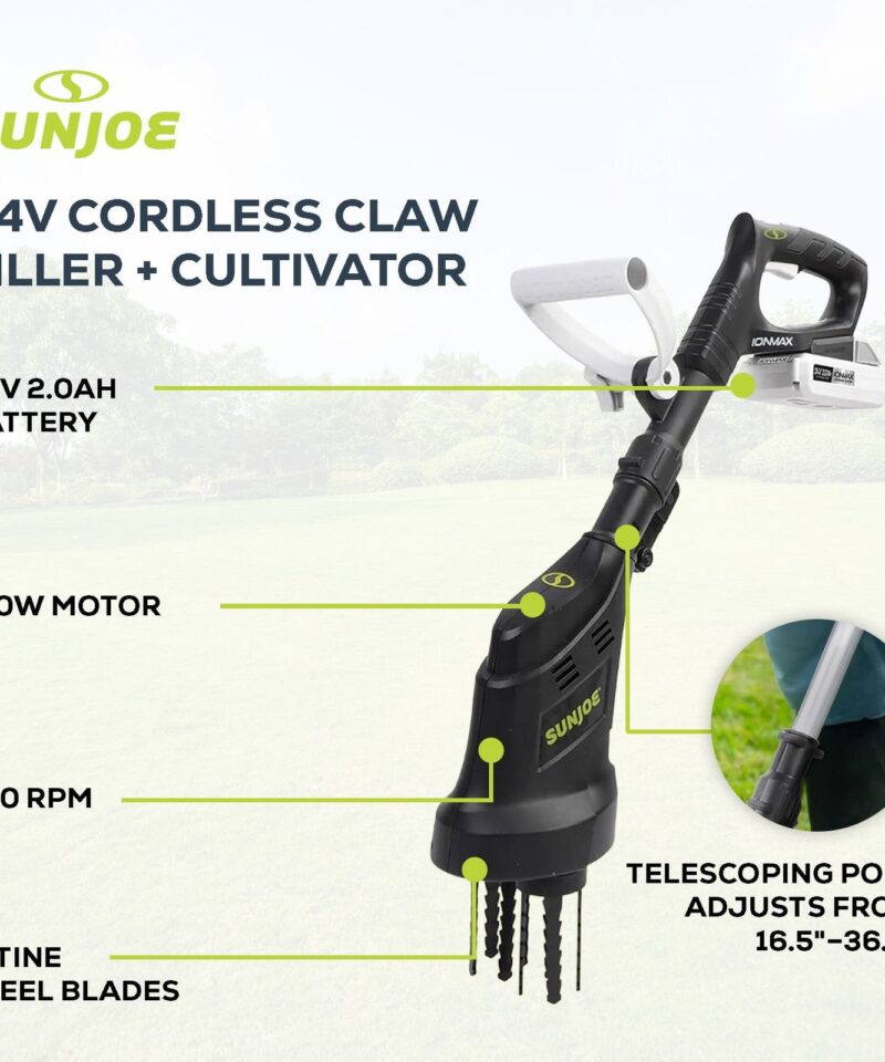 24V Claw Tiller and Cultivator for Small Scale Gardening, 24V-CTLR-LTE - Image 3