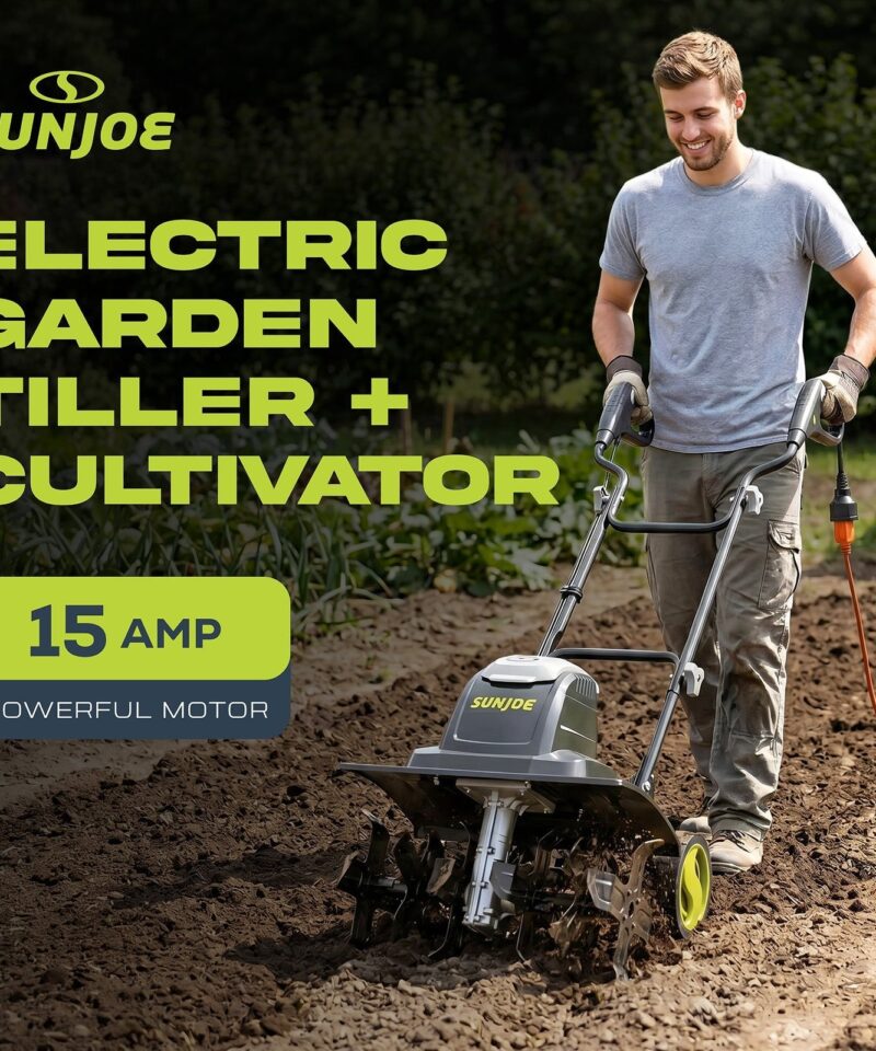 Electric Garden Tiller Cultivator, Steel Tines, 15 Amp, 15.7″, TJ605E - Image 2
